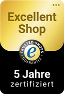 Trusted Shops Excellent Shop. 5 Jahre zertifiziert